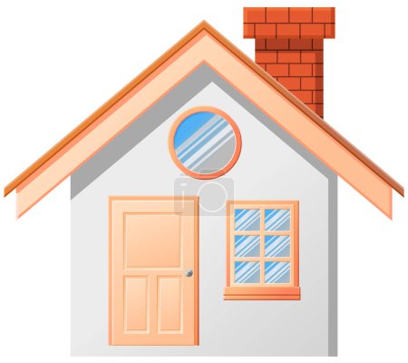 Illustration for House with door on the window - Royalty Free Image