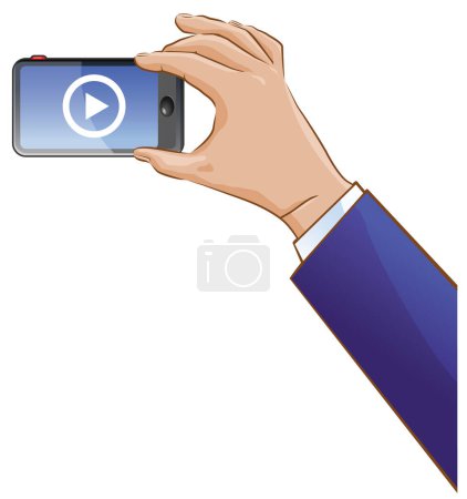 Illustration for Businessman hand taking video on smartphone icon, vector illustration - Royalty Free Image