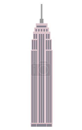 Ilustración de Nueva York, EE.UU. - 1 5 de abril, 2 0 1 9: Nueva York horizonte de la ciudad con famoso rascacielos, ilustración de vectores planos - Imagen libre de derechos
