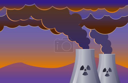 Illustration for Factory with smoke from nuclear power plant vector illustration graphic design - Royalty Free Image