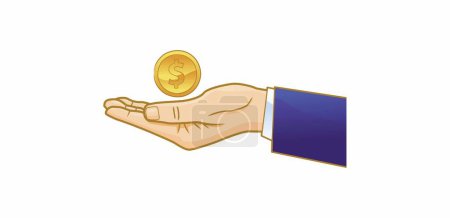 Illustration for Isometric 3 d illustration. hand holding coin. - Royalty Free Image