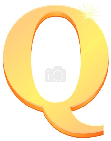 Téléchargez les photos : Icône lettre Q dorée, illustration vectorielle - en image libre de droit