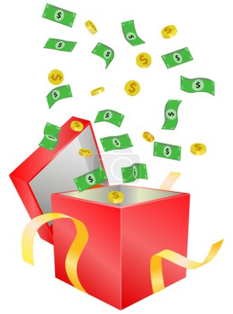 Illustration for Gift box and money icon, vector illustration - Royalty Free Image