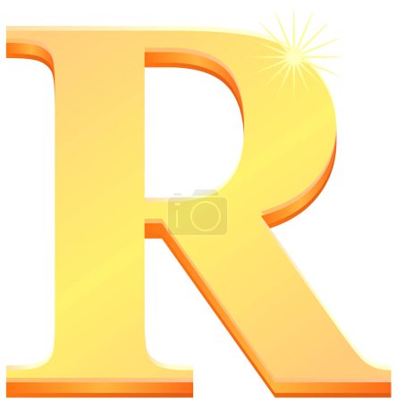 Ilustración de Oro r icono de la letra, vector de ilustración - Imagen libre de derechos