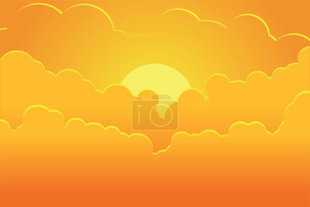 Téléchargez les illustrations : Soleil d'été dans les nuages, illustration vectorielle - en licence libre de droit