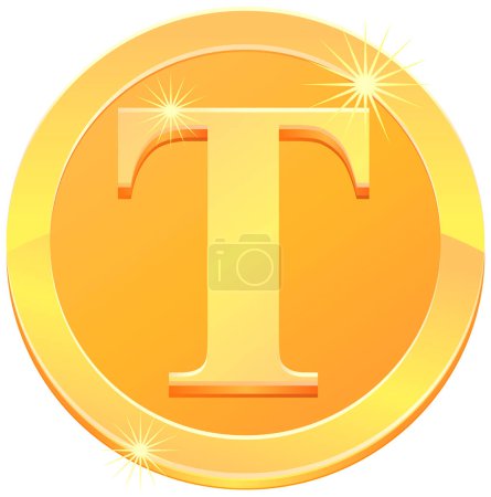 Illustration for Golden T coin icon, vector illustration - Royalty Free Image