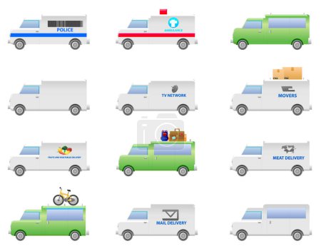 Ilustración de Varias furgonetas icono, ilustración de vectores - Imagen libre de derechos