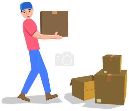 Illustration for Man with boxes and clipboard - Royalty Free Image
