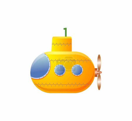 Ilustración de Ilustración vectorial de un submarino amarillo de dibujos animados - Imagen libre de derechos