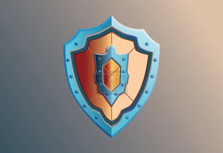 Illustration for Metallic shield vector icon - Royalty Free Image