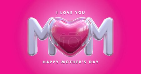 Photo for Happy mother's day greeting background decorated with a cute glassy pink heart - Royalty Free Image