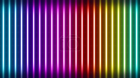 Photo for Neon multicolored lines on black background. 4K image - Royalty Free Image