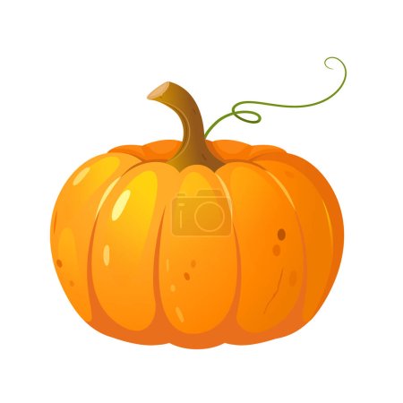 Ilustración de Calabaza naranja de dibujos animados para la decoración en Halloween o días festivos de acción de gracias - Imagen libre de derechos