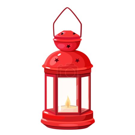 Illustration for Decorative Christmas lantern with a candle isolated on a white background - Royalty Free Image