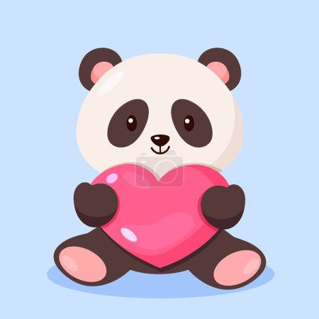 Photo for Cute cartoon panda holding heart in hands - Royalty Free Image