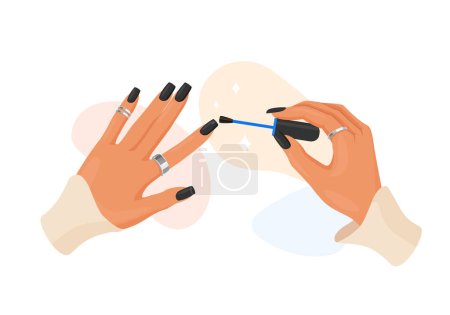 Ilustración de Elegantes manos femeninas haciendo manicuras - Imagen libre de derechos