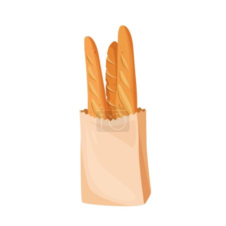 Photo for French baguettes in paper bag isolated on white background - Royalty Free Image
