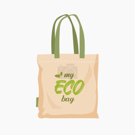 Vektor für Umweltfreundliche Stofftasche. Sagen Sie Nein zu Plastiktüten. Ökologische Sorgfalt - Lizenzfreies Bild