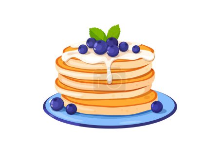 Tasty blueberry pancakes illustration