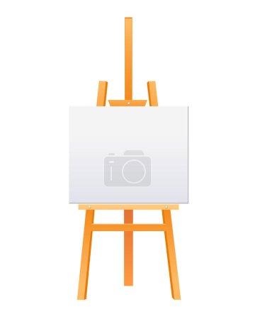 Téléchargez les illustrations : Chevalet d'artiste en bois avec toile blanche vide isolé sur fond blanc - en licence libre de droit