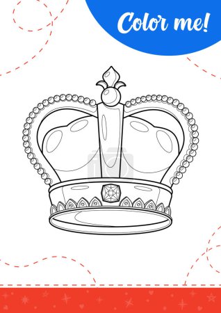 Photo for Coloring page for kids with cartoon crown.A printable worksheet, vector illustration. - Royalty Free Image