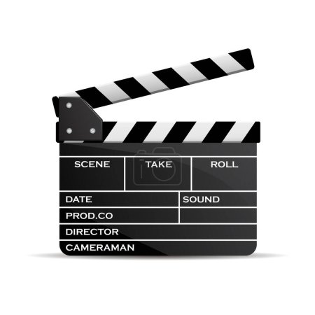 Illustration for Vector illustration of open movie clapper with empty fields - Royalty Free Image