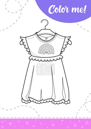 Photo for Coloring page for kids with stylish girls dress.A printable worksheet, vector illustration. - Royalty Free Image