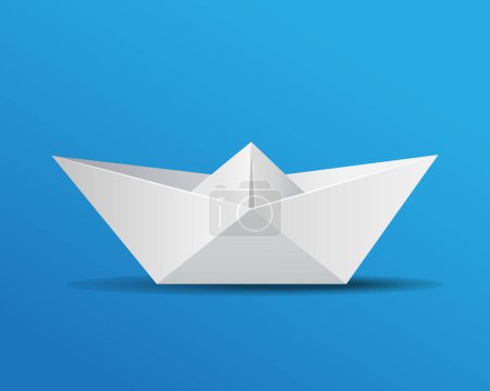Photo for Realistic paper boat isolated on dark background - Royalty Free Image