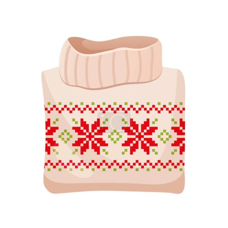 Photo for Cartoon knitted sweater with cute ornaments isolated on a white background - Royalty Free Image