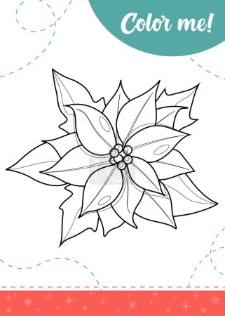 Photo for Coloring page for kids with Christmas flower.A printable worksheet, vector illustration. - Royalty Free Image