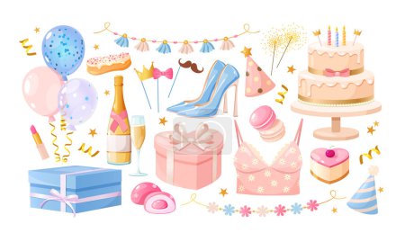 Photo for Girl's birthday celebration elements collection - Royalty Free Image