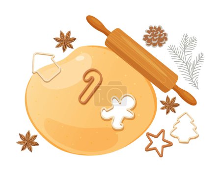 Illustration for Making homemade Christmas cookies - Royalty Free Image