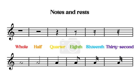 Illustration for Musical notes and rests learning - Royalty Free Image
