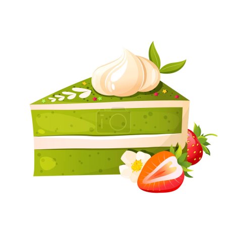 Illustration for Matcha green cake. Vector illustration - Royalty Free Image