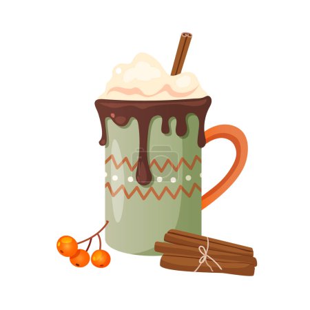 Photo for Vector cozy illustration with hot cocoa isolated on a white background - Royalty Free Image