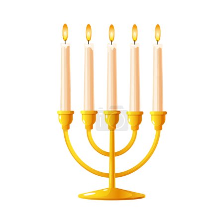 Ilustración de Candelero con velas encendidas aisladas sobre un fondo blanco - Imagen libre de derechos