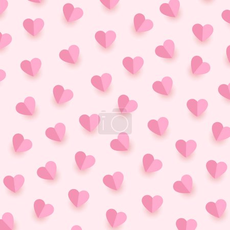 Illustration for Seamless pattern with light pink paper hearts - Royalty Free Image