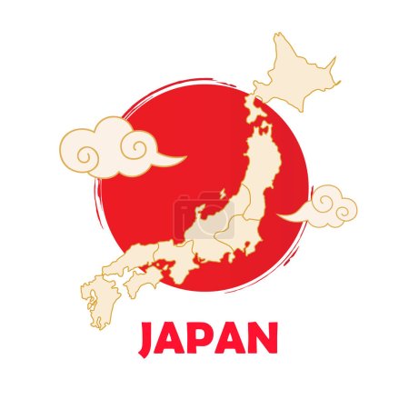 Téléchargez les illustrations : Bienvenue au Japon carte nationale japonaise avec lettrage - en licence libre de droit