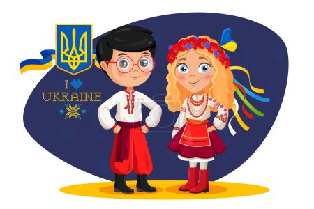 Photo for Kids in Ukrainian national costumes. - Royalty Free Image