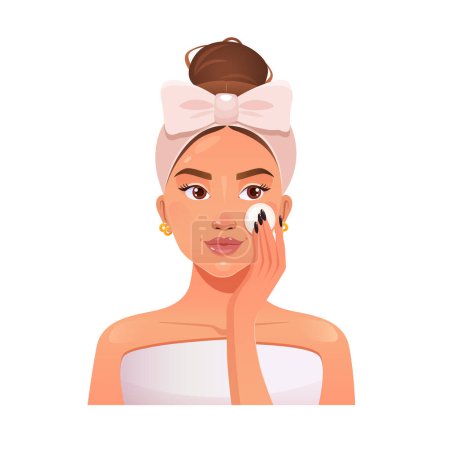 Illustration for One of the steps in woman skincare routine - Royalty Free Image