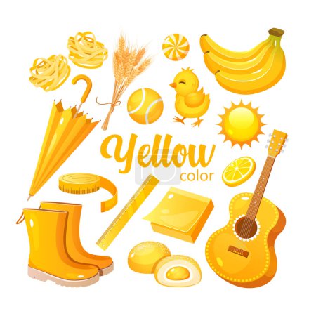 Illustration for Vector set with symbols in yellow color. - Royalty Free Image