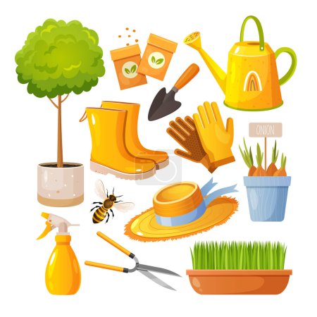 Illustration for Colorful icons set for spring time. - Royalty Free Image