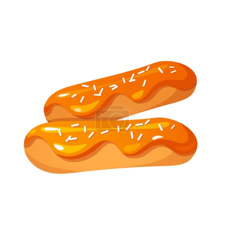 Freshly baked french dessert eclairs isolated on a white background.