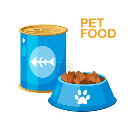 Ilustración de Cuenco con comida para mascotas vector ilustración de dibujos animados - Imagen libre de derechos