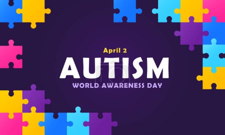 Illustration zum Welttag des Autismus-Bewusstseins mit Puzzleteilen.