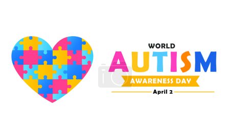 Welt-Autismus-Bewusstseinstag Illustration mit Herz aus Puzzleteilen.