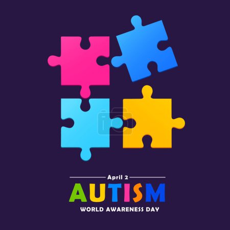 Illustration zum Welttag des Autismus-Bewusstseins mit Puzzleteilen.