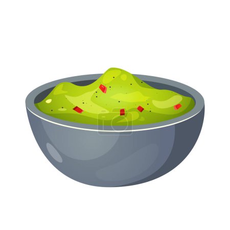 Illustration for Mexican guacamole dish in bowl. - Royalty Free Image