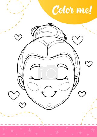 Coloring page for kids with cute cartoon girl character. A printable worksheet, vector illustration.