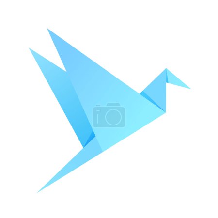 Téléchargez les illustrations : Oiseau japonais en papier origami isolé sur fond blanc. - en licence libre de droit